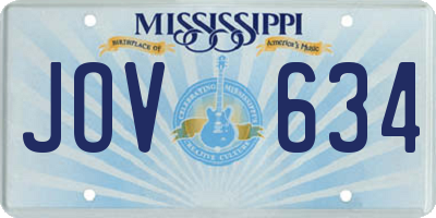 MS license plate JOV634