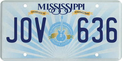 MS license plate JOV636