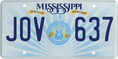 MS license plate JOV637