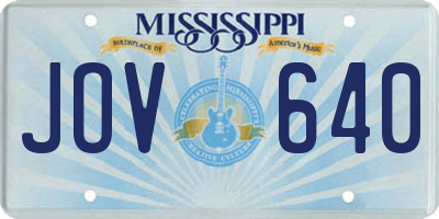 MS license plate JOV640
