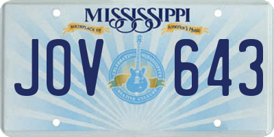 MS license plate JOV643