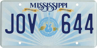 MS license plate JOV644