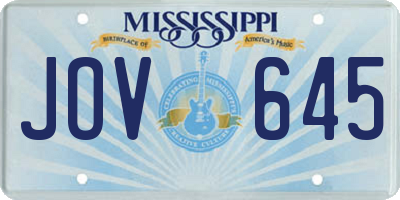 MS license plate JOV645