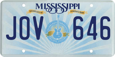 MS license plate JOV646