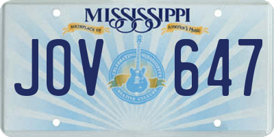 MS license plate JOV647