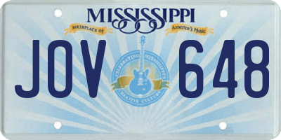 MS license plate JOV648