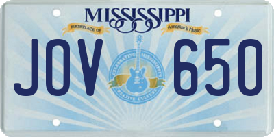 MS license plate JOV650