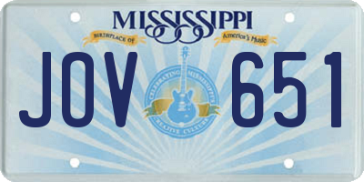 MS license plate JOV651