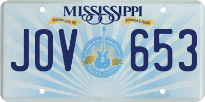 MS license plate JOV653