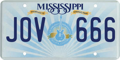 MS license plate JOV666