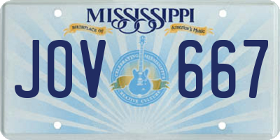 MS license plate JOV667