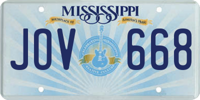 MS license plate JOV668