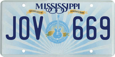 MS license plate JOV669