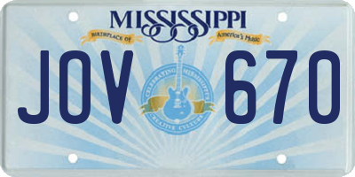 MS license plate JOV670