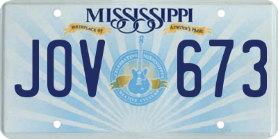 MS license plate JOV673