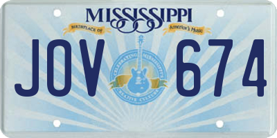 MS license plate JOV674