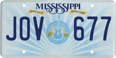 MS license plate JOV677