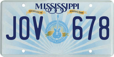 MS license plate JOV678