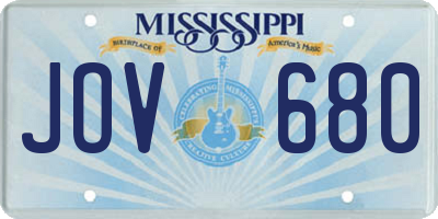 MS license plate JOV680