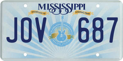 MS license plate JOV687