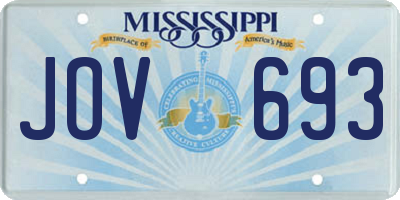MS license plate JOV693
