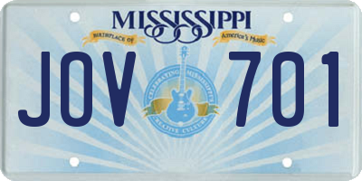 MS license plate JOV701