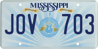 MS license plate JOV703