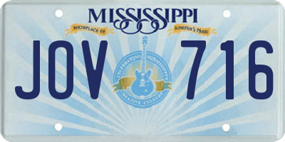MS license plate JOV716