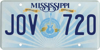 MS license plate JOV720
