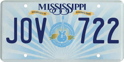 MS license plate JOV722