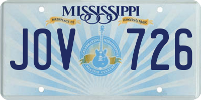 MS license plate JOV726