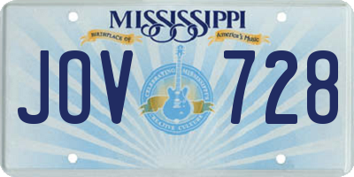 MS license plate JOV728