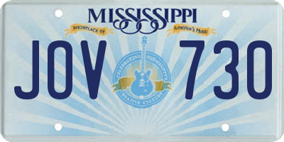 MS license plate JOV730