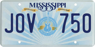 MS license plate JOV750