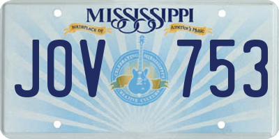 MS license plate JOV753