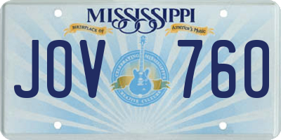 MS license plate JOV760