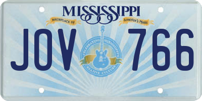 MS license plate JOV766