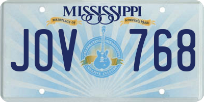 MS license plate JOV768