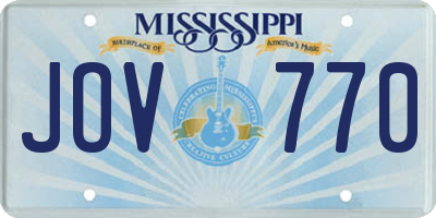 MS license plate JOV770