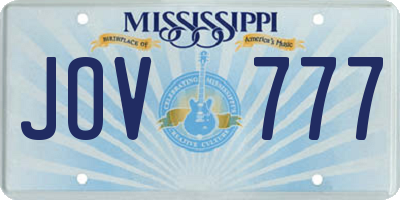 MS license plate JOV777