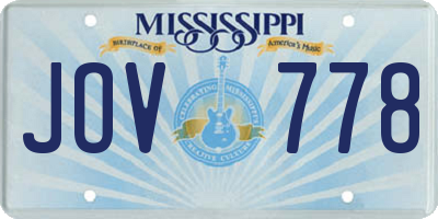 MS license plate JOV778