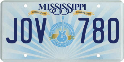 MS license plate JOV780