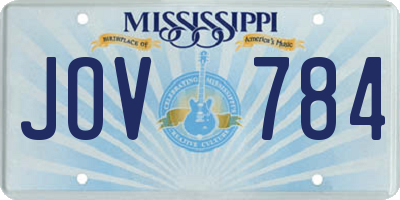 MS license plate JOV784
