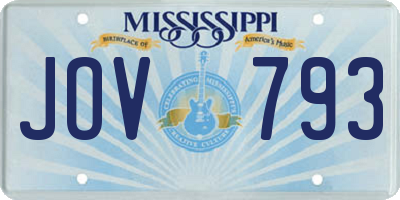 MS license plate JOV793
