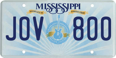 MS license plate JOV800