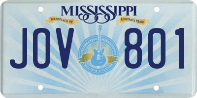 MS license plate JOV801