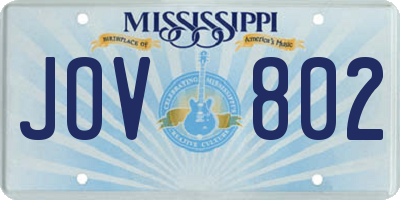 MS license plate JOV802