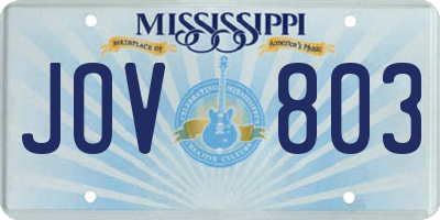 MS license plate JOV803
