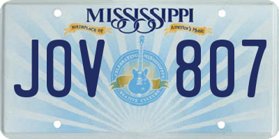 MS license plate JOV807