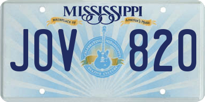 MS license plate JOV820